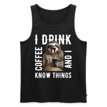I drink coffee sloth - Men's Premium Organic Tank Top - black - Front - AI Model Male 178 light (178cm)