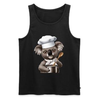 Cuillère de cuisson Koala - Débardeur bio Premium Homme - noir - Devant - AI Model Male 178 light (178cm)