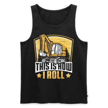 Funny construction workers & construction site excavator drivers - Men's Premium Organic Tank Top - black - Front - Michal (187cm)