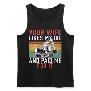Lustige Bauarbeiter & Baustelle Baggerfahrer - Männer Premium Bio Tank Top - Schwarz - Vorne - AI Model Male 178 light (178cm)
