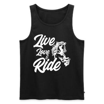 Live Love and Ride Horses - Men's Premium Organic Tank Top - black - Front - AI Model Male 178 light (178cm)