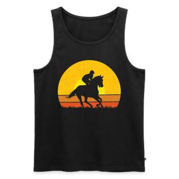 Girl Horse Riding Vintage Retro - Men's Premium Organic Tank Top - black - Front - AI Model Male 178 light (178cm)