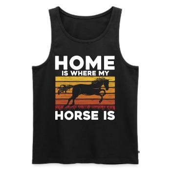 La maison est l’endroit où se trouve mon cheval - Débardeur bio Premium Homme - noir - Devant - Michal (187cm)