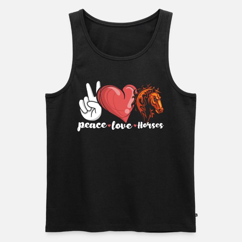 Peace Love Horses - Männer Premium Bio Tank Top - Schwarz