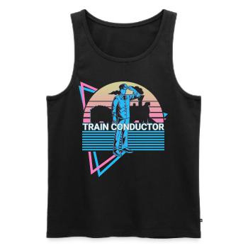 Train conductor Retro - Men's Premium Organic Tank Top - black - Front - AI Model Male 178 light (178cm)