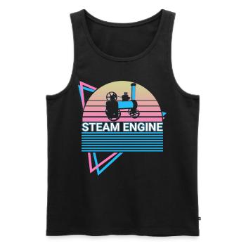 Dampflokomotive Retro - Männer Premium Bio Tank Top - Schwarz - Vorne - AI Model Male 178 light (178cm)