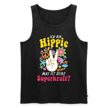 Hippie Tshirt Peace Movement Woodstock Boho Groove - Men's Premium Organic Tank Top - black - Front - Michal (187cm)