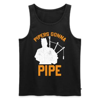Slogan de Bagpiper Saying - Les joueurs de cornemuse vont à la pipe - Débardeur bio Premium Homme - noir - Devant - AI Model Male 178 light (178cm)