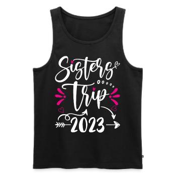 Sisters Trip 2023 Vacation Travel Funny Sisters - Men's Premium Organic Tank Top - black - Front - AI Model Male 178 light (178cm)