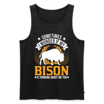 Buffalo Gift Bison Buffallo Buffle d’eau - Débardeur bio Premium Homme - noir - Devant - Michal (187cm)