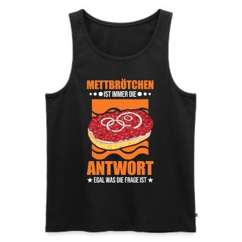 Mettbrötchen Mett Liebhaber Hackepeter - Männer Premium Bio Tank Top - Schwarz - Vorne - Michal (187cm)