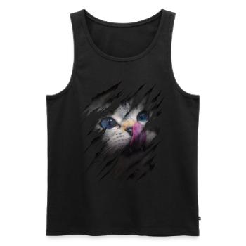 Chat avec égratignure - Visage de chat Chat à gratter Chat - Débardeur bio Premium Homme - noir - Devant - Michal (187cm)