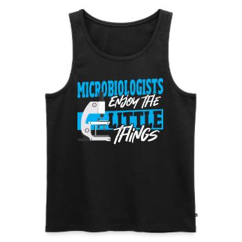 Les microbiologistes apprécient les petites choses - Débardeur bio Premium Homme - noir - Devant - Michal (187cm)