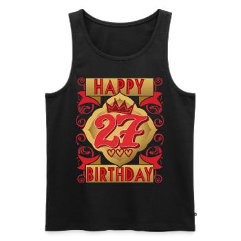 27e anniversaire 27 ans dicton, design vintage - Débardeur bio Premium Homme - noir - Devant - Michal (187cm)