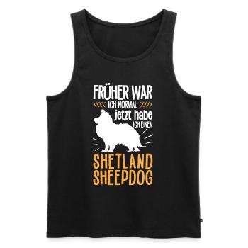 Shetland Sheepdog normal britischer Sheepdog - Männer Premium Bio Tank Top - Schwarz - Vorne - Michal (187cm)