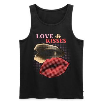 Pop Art Love Love Lips and Eye Funny Saying - Men's Premium Organic Tank Top - black - Front - AI Model Male 178 light (178cm)