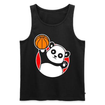 Basketball Spieler Panda Basketballer - Männer Premium Bio Tank Top - Schwarz - Vorne - Michal (187cm)
