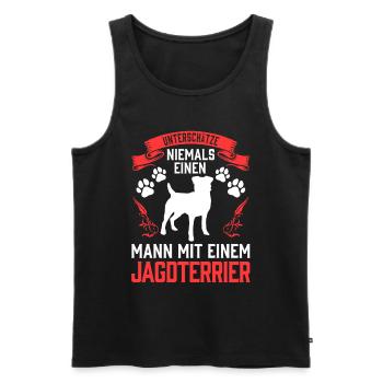Mann mit Jagdterrier Deutscher Jagdterrier - Männer Premium Bio Tank Top - Schwarz - Vorne - AI Model Male 178 light (178cm)