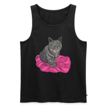 Grey tiger cat cat owner - Men's Premium Organic Tank Top - black - Front - Michal (187cm)