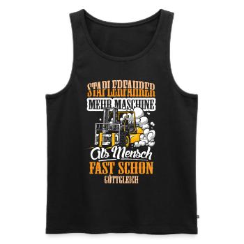 Staplerfahrer mehr Maschine als Mensch - Männer Premium Bio Tank Top - Schwarz - Vorne - Michal (187cm)