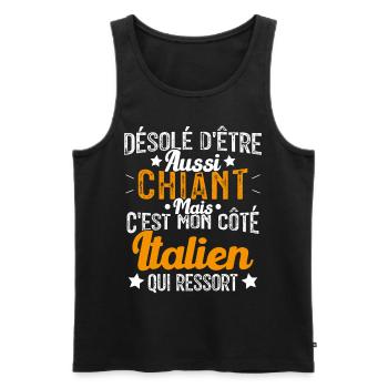 Désolé d'être Chiant c'est mon côté Italien - Débardeur bio Premium Homme - noir - Devant - Michal (187cm)