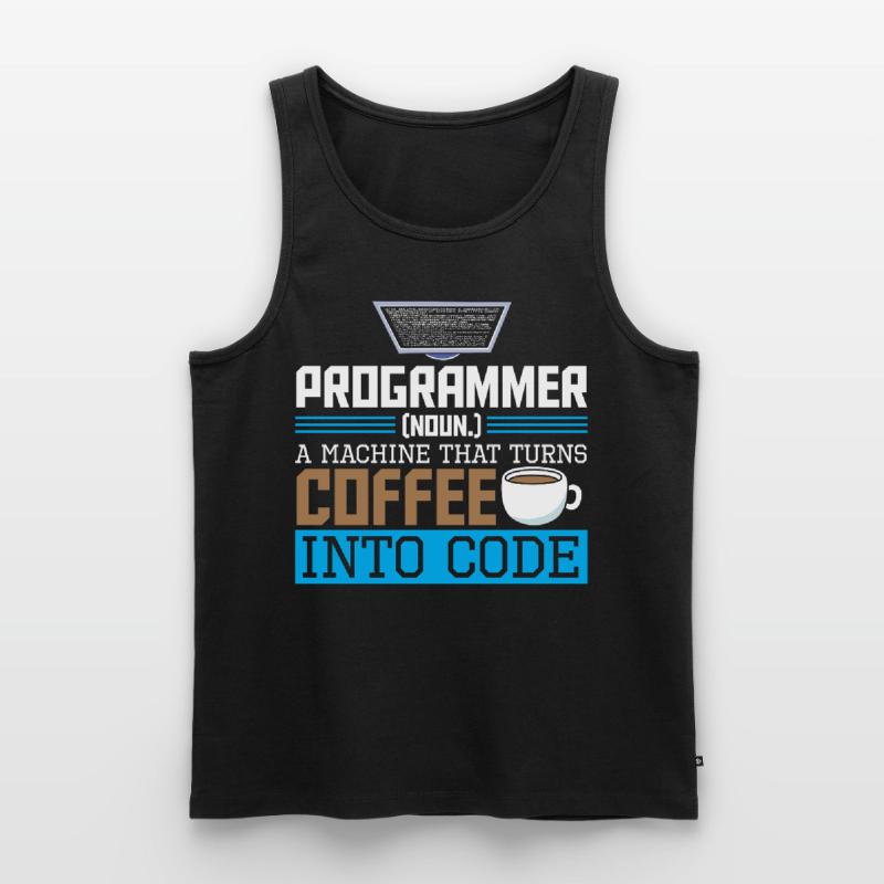 Programmer A machine that turns coffee into code Männer Premium Bio Tank Top