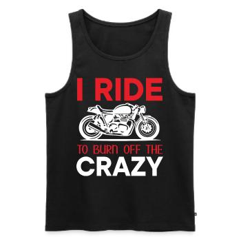 Motorcycle Biker Saying - I Ride To Burn Off The C - Men's Premium Organic Tank Top - black - Front - AI Model Male 178 light (178cm)