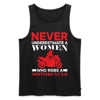 Never Underestimate A Women Who Rides A Motorcycle - Men's Premium Organic Tank Top - black - Front - AI Model Male 178 light (178cm)