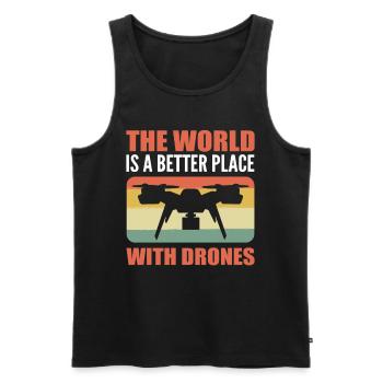 The World Is a Better Place With Drones RC Drone - Männer Premium Bio Tank Top - Schwarz - Vorne - Michal (187cm)