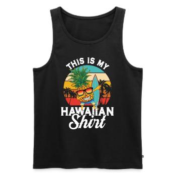 Ceci est ma chemise hawaïenne tamponnant ananas aloha - Débardeur bio Premium Homme - noir - Devant - AI Model Male 178 light (178cm)