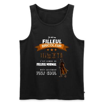 Je suis un Filleul Bricoleur cool et super - Débardeur bio Premium Homme - noir - Devant - Michal (187cm)