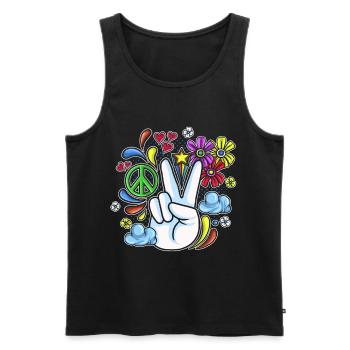 Hippie Geschenk Acidhead Flowerpower Hippi Hippy - Männer Premium Bio Tank Top - Schwarz - Vorne - AI Model Male 178 light (178cm)