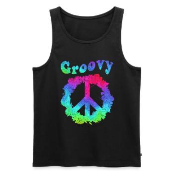 Hippie Tshirt Peace Movement Woodstock Boho Groove - Men's Premium Organic Tank Top - black - Front - Michal (187cm)
