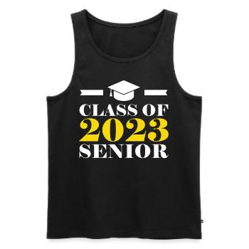 Graduation - Promotion 2023 Senior - Débardeur bio Premium Homme - noir - Devant - AI Model Male 178 light (178cm)