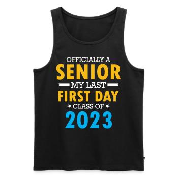 Officiellement un senior Ma dernière classe de premier jour de 202 - Débardeur bio Premium Homme - noir - Devant - AI Model Male 178 light (178cm)