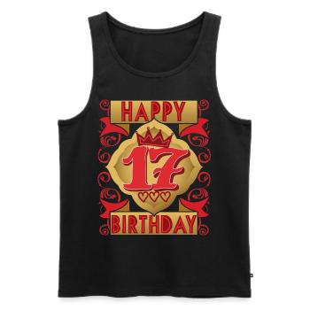 17th birthday 17 years old saying, vintage design - Men's Premium Organic Tank Top - black - Front - Michal (187cm)