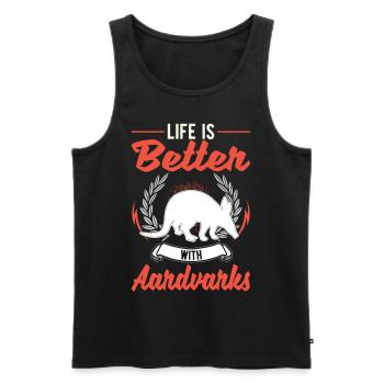 Life is better with aardvark - Men's Premium Organic Tank Top - black - Front - Michal (187cm)