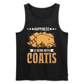 Le bonheur, c’est d’être avec Coatis coati - Débardeur bio Premium Homme - noir - Devant - Michal (187cm)