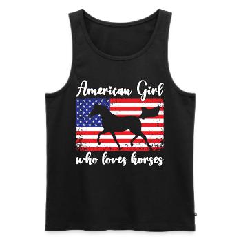 Amerikanisches Mädchen, das Arabische Pferde liebt - Männer Premium Bio Tank Top - Schwarz - Vorne - AI Model Male 178 light (178cm)