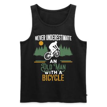 Never Underestimate Old Man With Bicycle Bike - Men's Premium Organic Tank Top - black - Front - Michal (187cm)