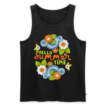 Summer Summer, 3d, Flower Typography Saying - Men's Premium Organic Tank Top - black - Front - AI Model Male 178 light (178cm)