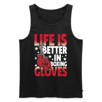 Life Is Better In Boxing Gloves - Männer Premium Bio Tank Top - Schwarz - Vorne - Michal (187cm)