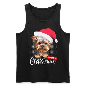 Noël avec Yorkshire Terrier Joyeux Noël - Débardeur bio Premium Homme - noir - Devant - AI Model Male 178 light (178cm)
