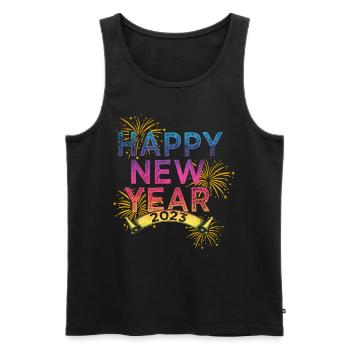 New Year 2023 New Year's Eve Happy New Year - Men's Premium Organic Tank Top - black - Front - AI Model Male 178 light (178cm)