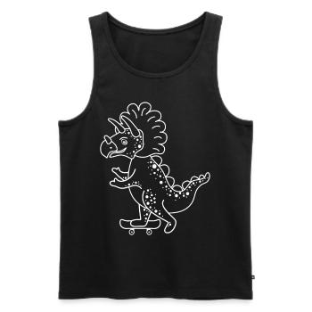 Dinosaur Comic Triceratops on Skateboard - Men's Premium Organic Tank Top - black - Front - AI Model Male 178 light (178cm)