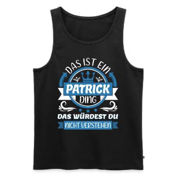 Patrick Name Vorname Namenstag Namensgeschenk - Männer Premium Bio Tank Top - Schwarz - Vorne - AI Model Male 178 light (178cm)