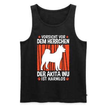 Vorsicht vor dem Herrchen Akita Inu - Männer Premium Bio Tank Top - Schwarz - Vorne - Michal (187cm)