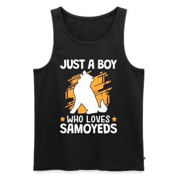 Garçon qui aime Samoyèdes Samoyèdes Nordiques Samoyède - Débardeur bio Premium Homme - noir - Devant - Michal (187cm)