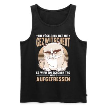Lustige Morgenmuffel Sprüche Katze - Männer Premium Bio Tank Top - Schwarz - Vorne - Michal (187cm)