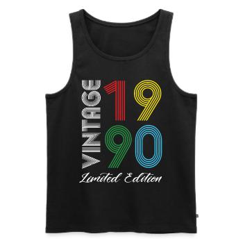 Vintage 1990 Vintage Birthday Retro Vintage - Men's Premium Organic Tank Top - black - Front - AI Model Male 178 light (178cm)